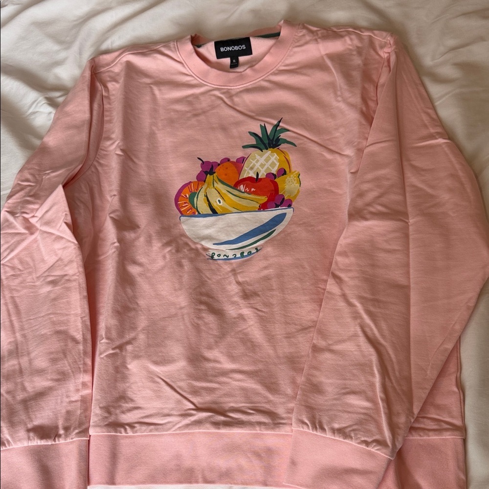 Bonobos Pink Sweatshirt with Fruit Graphic